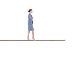 Digital png photo of caucasian businesswoman walking line on transparent background