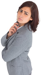 Digital png photo of biracial businesswoman with crossed arms on transparent background