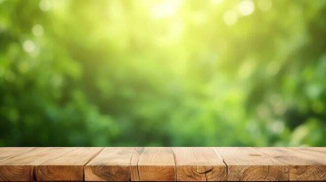 wood table and grass background