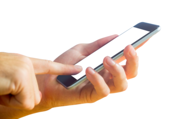 Digital png photo of caucasian woman using smartphone with copy space on transparent background