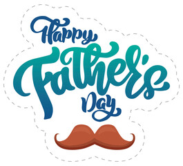 Digital png illustration of happy fathers day text and moustache on transparent background