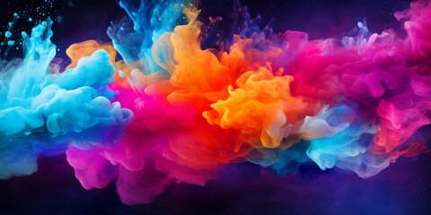 Obraz na płótnie Canvas Color paint cloud of liquid splash ink. A colorful abstract blend of liquid colors and ink drops. Artistic background. Generated AI.
