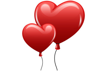 Digital png illustration of red ballons in heart shape on transparent background