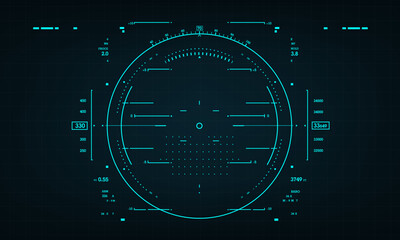 HUD sci-fi interface screen view blue on dark design virtual reality futuristic technology display vector