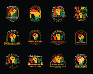 Naklejka premium Black history month t shirt design mega bundle with typography black history quote and vector shape