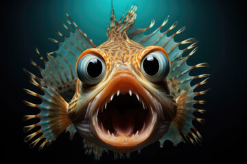 Fototapeta na wymiar Surprised aquarium fish