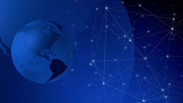 Exploring worldwide news rotating world map presents a global perspective on a connected lines background. Rotating world network discover global coverage and breaking news on a news channel
