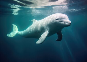 Fototapeta premium The beluga whale is an Arctic and sub-Arctic cetacean