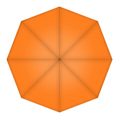 Orange Umbrella Top View Isolated on White