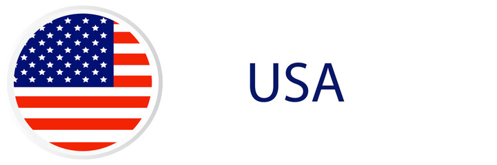 USA flag in web button, button icons.