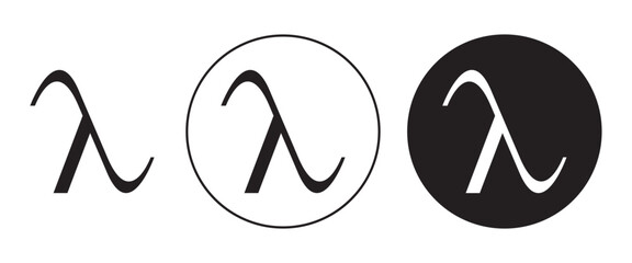 lambda vector symbol set. letter lambda icon in black color. - obrazy, fototapety, plakaty