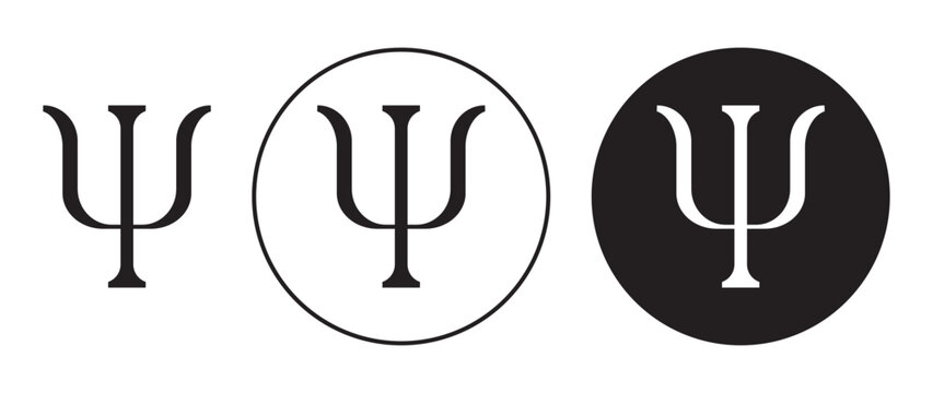 psi vector symbol set. letter psi icon in black color.