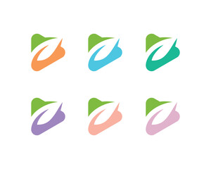Fototapeta premium Simple creative play button leaf logo