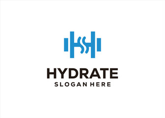 h logo design water concept