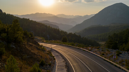 enormous mountain ranges and transport routes through forests