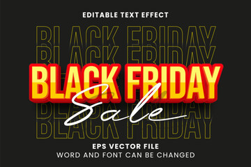 Black friday sale editable vector text effect