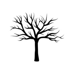 Vector dead tree silhouettes. dying black scary trees forest illustration. natural dying old tree