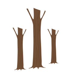 Vector isolated tree trunk with big hollow