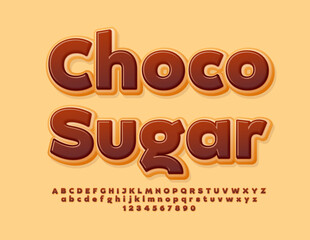 Vector Choco Sugar glazed Alphabet. Sweet style Font. Delicious Letters and Numbers set