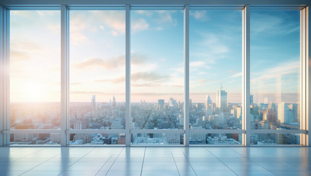 Fototapeta Office modern window business interior view city