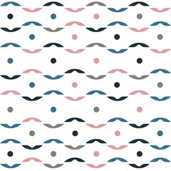 The abstract wave and dot in seamless pattern. Illustration for wall decoration, postcard or brochure, cover design, stories, social media, app design.