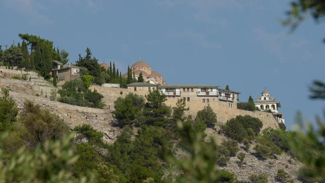 Monastery of Saint Michael the Archangel, Thassos Island, Greece. video made on August 18, 2023. video 4k 50 fps.