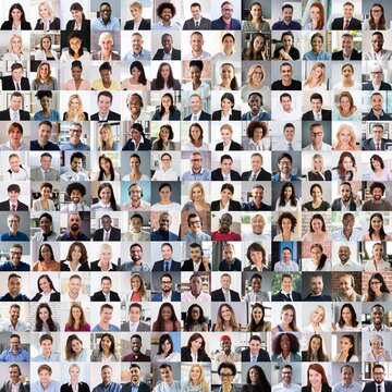 Diverse Business People Faces Collage