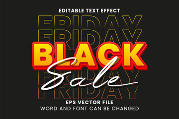 Black friday sale text effect. Blac friday promotion editable text. 