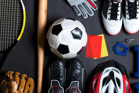 Sport Equipment On Black Background