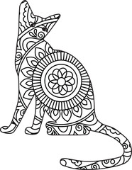 mandala animal coloring Book page for Adults designs with cat mandala coloring page for kids and adults