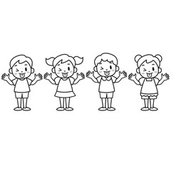 いたずらっぽく舌を出す女の子と男の子のイラストセット