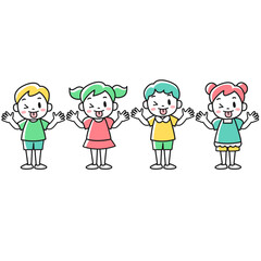 いたずらっぽく舌を出す女の子と男の子のイラストセット