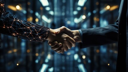 Artificial Intelligence, A business man shaking hand, genrative ai