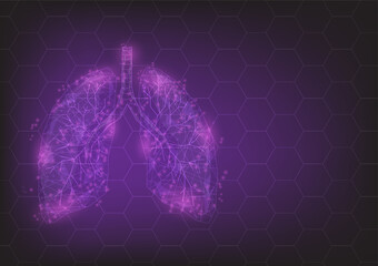low polygon transparent part of human lungs