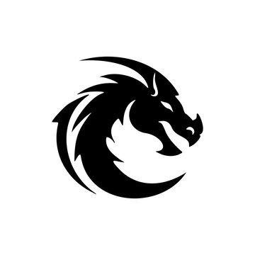 ﻿A logo with a dragon picture that looks clean and fashionable, using mostly black and white colors. Vector Illustration.