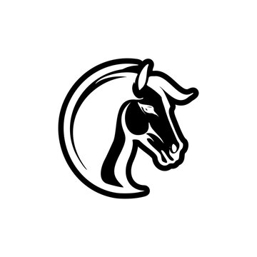 ﻿This is a simple picture of a horse without many small parts. This is made using only black and white colors. Vector Illustration.