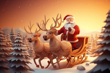 Santa Claus cartoon Christmas card generative with Ai