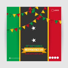 Obraz na płótnie Canvas Vector illustration of Saint Kitts and Nevis Independence Day social media story feed template