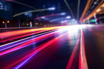Obraz premium car light trails on the street in shanghai china.