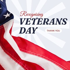 Fototapeta na wymiar Composite of veterans day text over flag of usa on white background