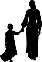 Mother and Daughter Silhouette Isolated Illustration Vector