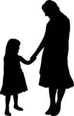 Mother and Daughter Silhouette Isolated Illustration Vector