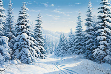 Naklejka premium Illustration of a serene winter natural background.