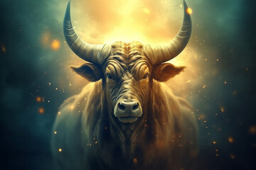 Zodiac sign Ox. Zodiacal horoscope background.