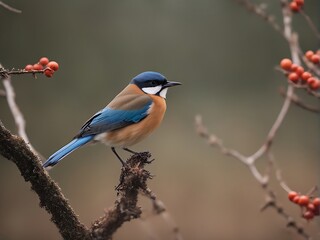 Beautiful wild bird perched on a branch ai generated