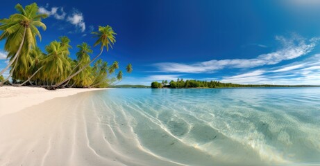 Sea, clean white sand beach the most beautiful nature There are coconut trees lined with sandy...