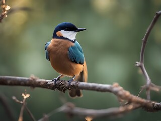 Fototapeta premium Beautiful wild bird perched on a branch ai generated
