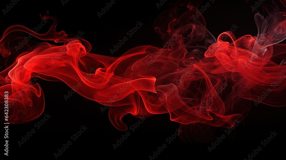 Canvas Prints a red smoke swirls across a black background in the dark. generative ai