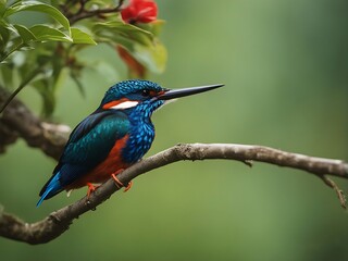 Fototapeta premium beautiful kingfisher catching fish image ai generated art