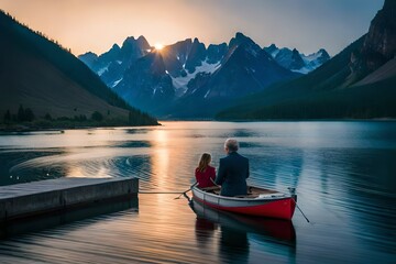 Fototapeta na wymiar sunset on the lake